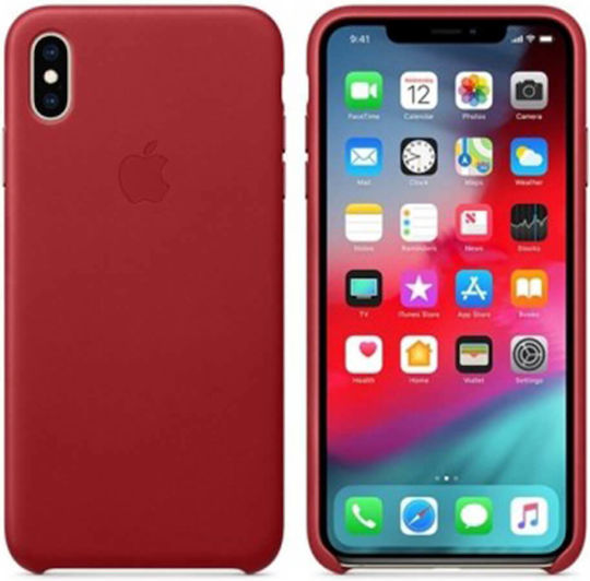 Apple Leather Case Back Cover Δερμάτινο Κόκκινο (iPhone XS Max)