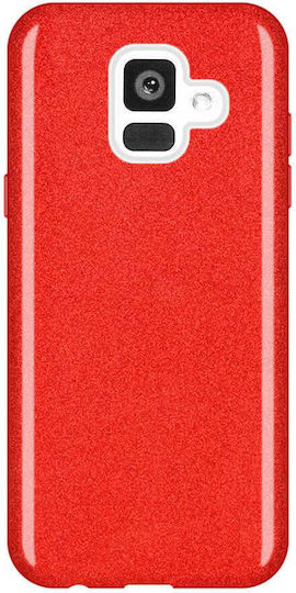 Wozinsky Glitter Umschlag Rückseite Silikon Rot (Galaxy A6+ 2018)