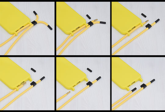 Techsuit Lanyard Back Cover Silicone with Strap Yellow (iPhone 15 Plus)