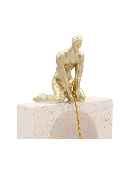 Keskor 72300 Dekoratives Polyresin 9,5×9×32 cm Elfenbein Gold Tischdekoration