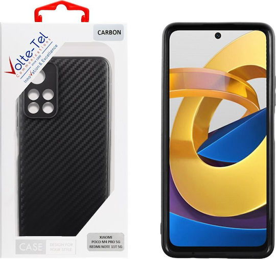 Volte-Tel Carbon Camera Protective Back Cover Σιλικόνης Μαύρο (Poco M4 Pro 5G)