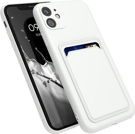 Forcell Back Cover Silicon cu Suport pentru Carduri Alb (iPhone 11)