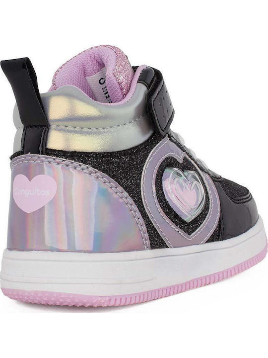 Anatomical Kids Boots with Velcro & Lights Black