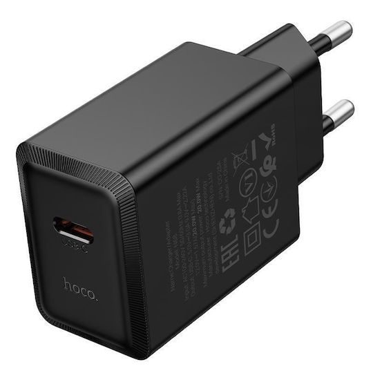 Hoco Ladegerät ohne Kabel mit USB-C Anschluss 20W Stromlieferung Schwarzs (N68 Nuevo)