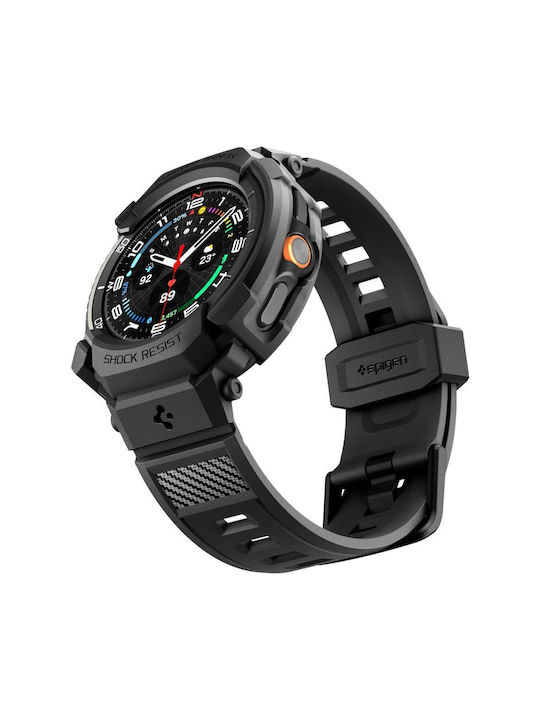 Spigen Rugged Armor Pro Silikonhülle in Schwarz Farbe für Samsung Galaxy Watch 8 Classic 46 mm