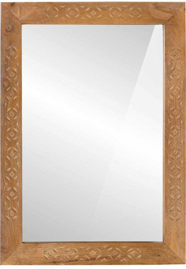 vidaXL Wandspiegel mit Braun Hölzernes Rahmen 70x57cm 1Stück