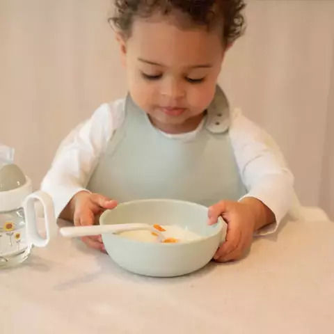 Little Dutch Mio Little Farm Waterproof Bib Silicone with Pocket Green