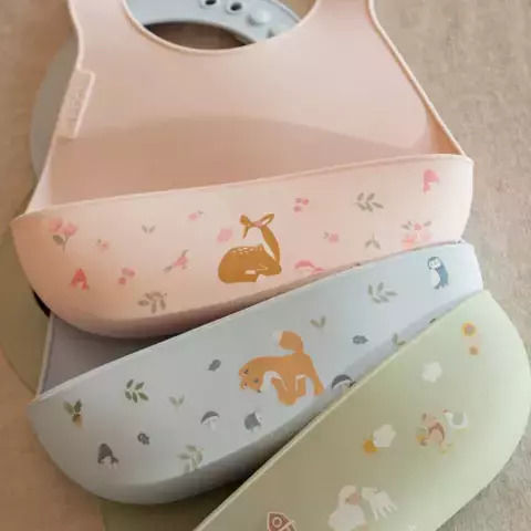 Little Dutch Mio Little Farm Waterproof Bib Silicone with Pocket Green
