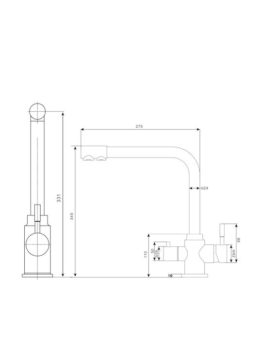 QWaterFilters Смесител за кухня Настолен Inox Златиста