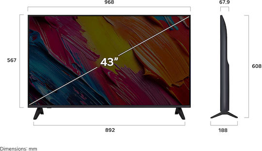 LG Smart Τηλεόραση 43" 4K UHD QNED AI QNED70 HDR (2025) 43QNED70A6A