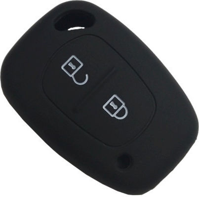 Silicone Car Key Cover Case with 2 Buttons for Nissan / Opel / Renault Black