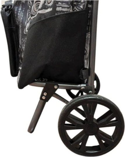 Stoff Einkaufswagen Klappbar Schwarz 48x30x98cm