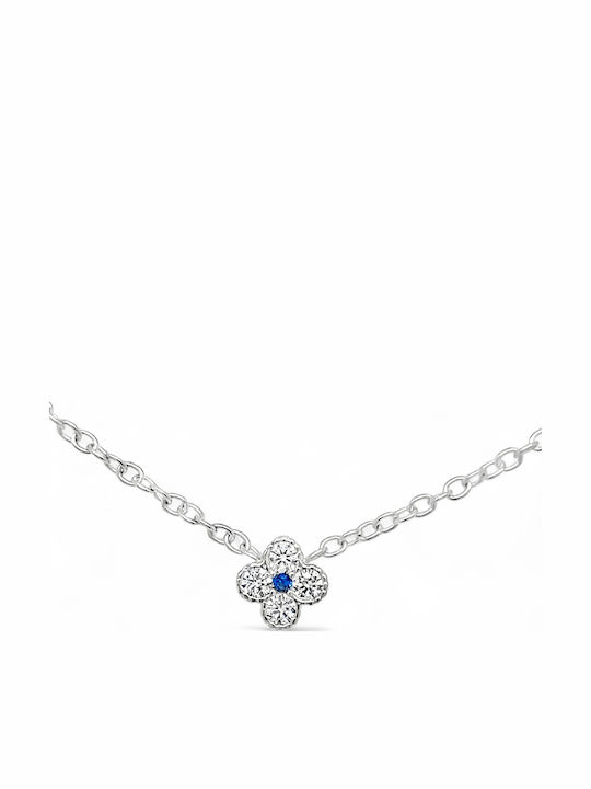 Xryseio with design Flower from Silver with Zircon