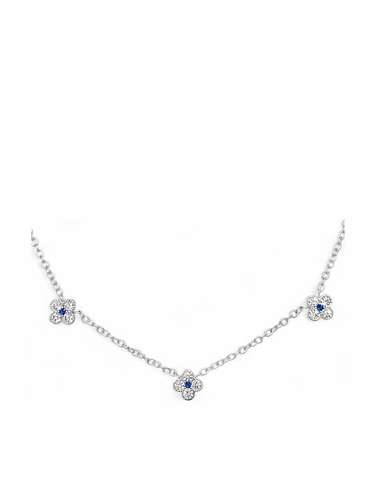 Xryseio with design Flower from Silver with Zircon