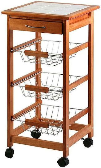 Bakaji Rack de bucătărie Lemn Albă 37x37x76cm