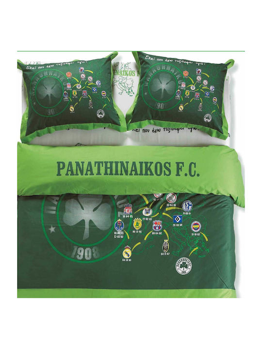 Palamaiki Παναθηναϊκός FC 3 Σετ Κουβερλί Υπέρδιπλο Βαμβακερό Πράσινο 240x250cm 3τμχ