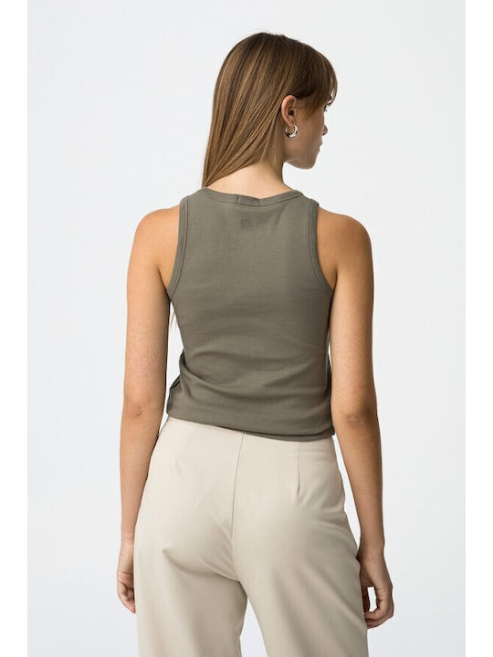Women's Athletic Blouse Sleeveless Fast Drying Khaki