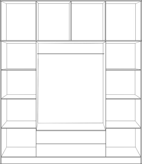 Τετράφυλλη Ντουλάπα με Πατάρι 200x55.5x240cm Τετράφυλλη Ντουλάπα με Πατάρι 200x55.5x240cm