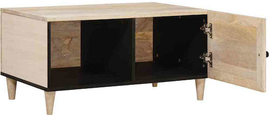 Rectangular Central Coffee Table Made of Solid Wood Beige W80xL50xH40cm