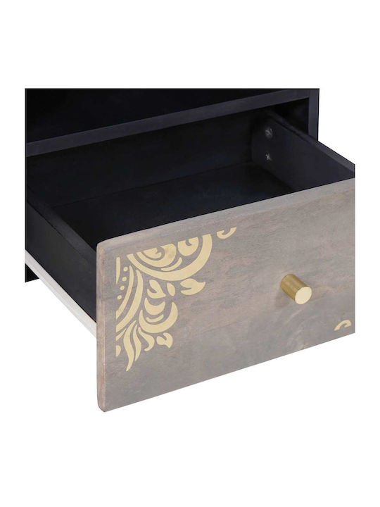 Rectangular Central Coffee Table Made of Solid Wood with Drawers Gray W80xD54xH40cm