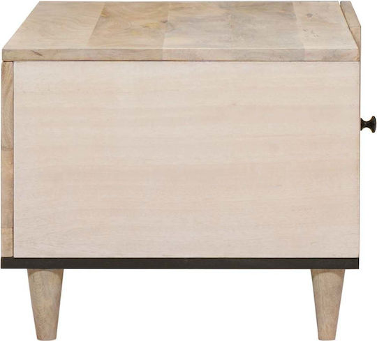 Rectangular Central Coffee Table Made of Solid Wood Beige W80xL50xH40cm