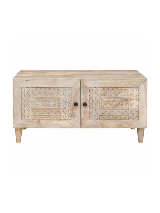 Rectangular Central Coffee Table Made of Solid Wood Beige M80xL50xH40cm