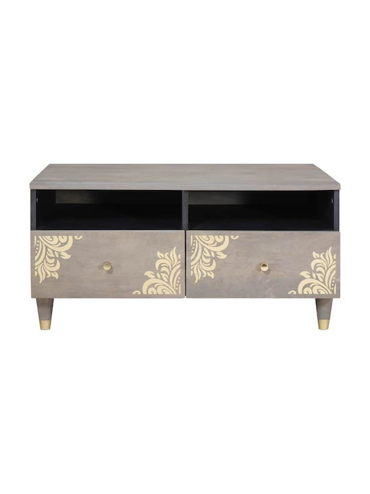 Rectangular Central Coffee Table Made of Solid Wood with Drawers Gray W80xD54xH40cm