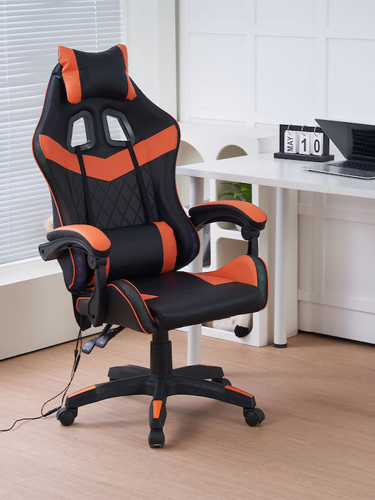 Shally Dogan Геймърски стол с RGB осветление Оранжев