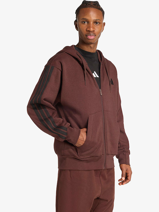 3 Streifen Sweatshirt mit Kapuze Braun
