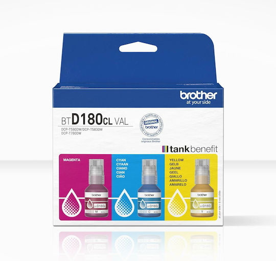 Brother BTD180CL Original Pack of 3 InkJet Printer Inks Yellow / Cyan / Magenta