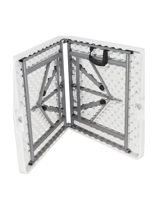 Outdoor Dinner Foldable Table with Plastic Surface and Metal Frame White 123x61x74cm