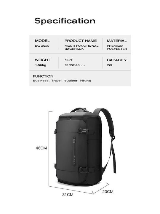 Bange Backpack Αδιάβροχο 20lt Μαύρο
