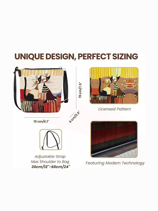 Sling Cat Fabric Women's Crossbody Multicolour Bag