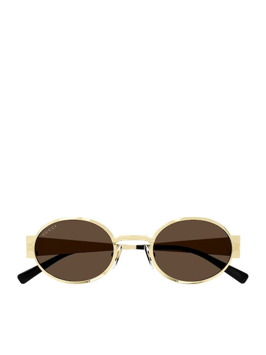 Gucci Unisex Sunglasses with Gold Metal Frame and Brown Lens GG1854S 005