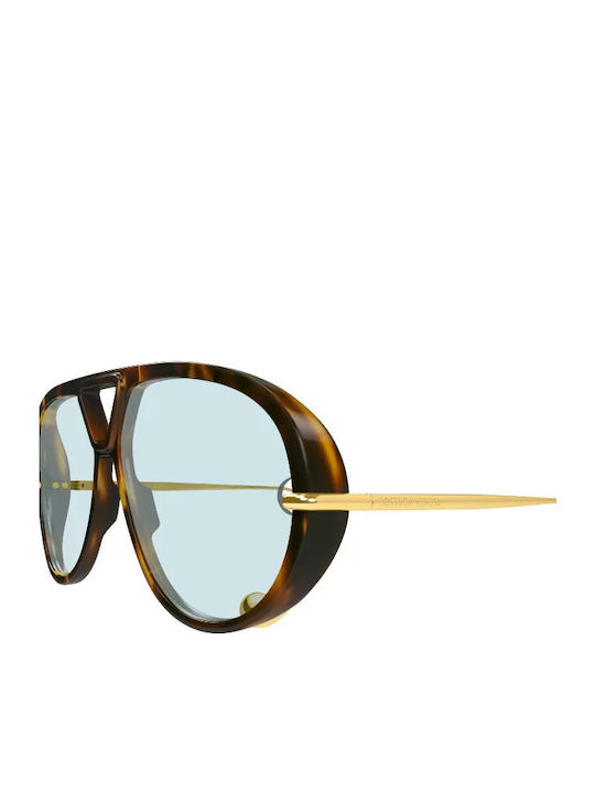 Bottega Veneta Unisex Sunglasses with Brown Tartaruga Frame and Light Blue Lens BV1273S 007