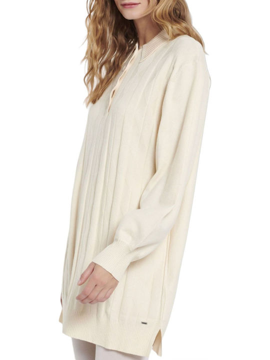 Women's Knitted Long Sleeve Dress Top Beige