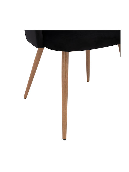 Leah Dining Room Velvet Armchair Black 53x57x81cm 2pcs