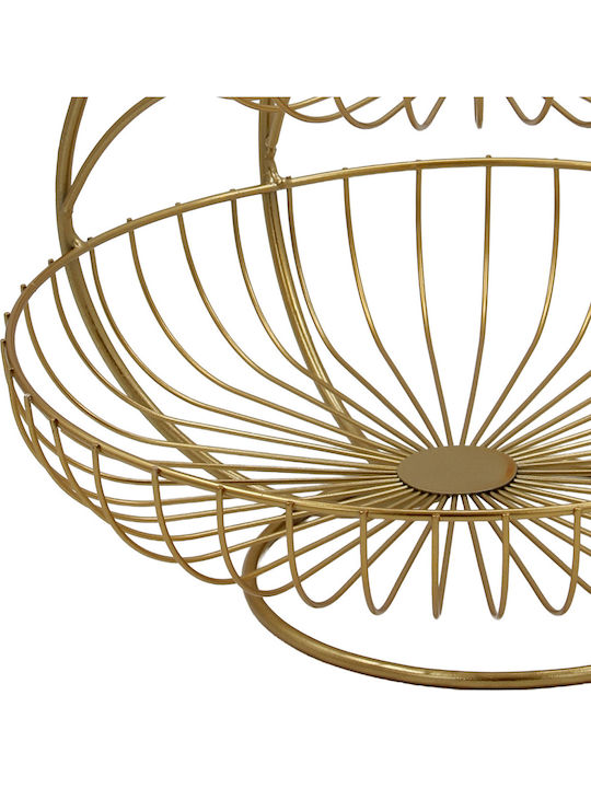 Keskor Fruit Bowl Metallic 3 Levels Gold 30x30x45cm