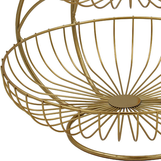 Keskor Fruit Bowl Metallic 3 Levels Gold 30x30x45cm