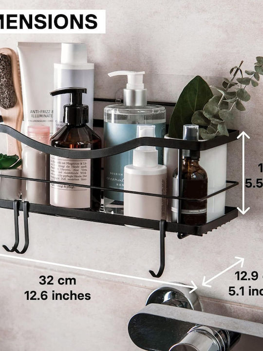 Επιτοίχια Ραφιέρα Μπάνιου Μεταλλική 13x13x32cm Γκρι