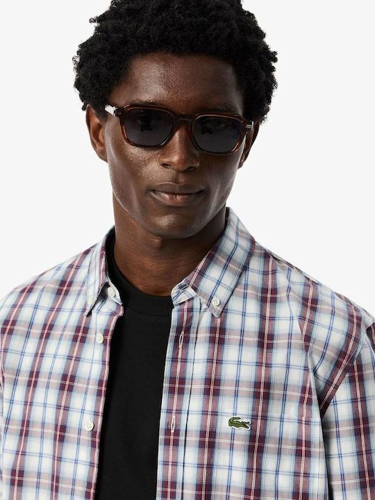 Long-sleeved Cotton Shirt Checked White/Red