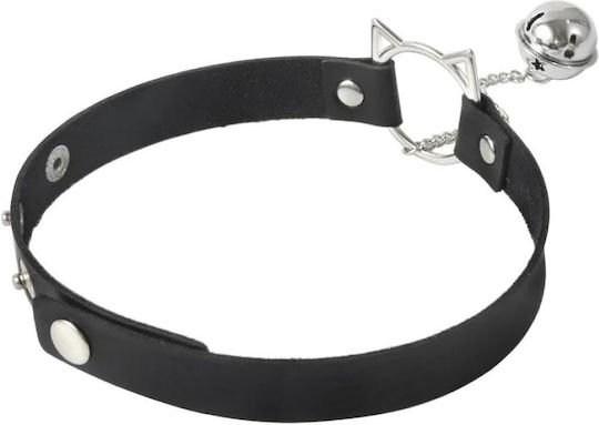 Smd Kinky Cat Kitty Ring Choker Collar Bell Adjustable Fit Pu Leather Black