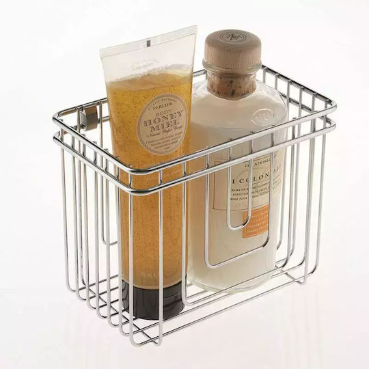 Metaltex Cuba Wall Mounted Bathroom Shelf Inox 18x11x15cm Silver