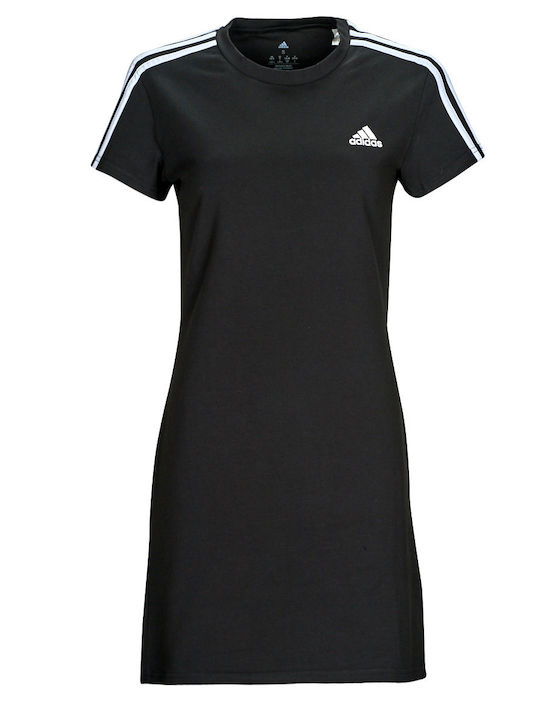 Essentials 3-Stripes Rochie De Vară Pentru Femei Mini Sport Tricou Mâneca Scurtă Neagră