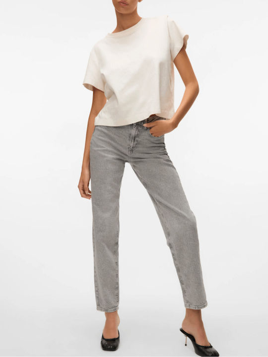 Hoch tailliert Damenjeans in Mom-Passform Gray