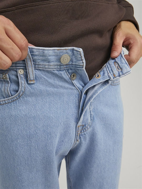 Men's Elastic Jeans Pants with Loose Fit Blue