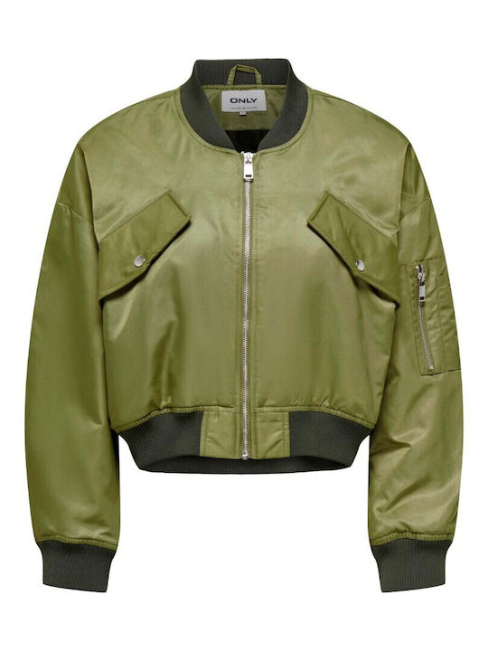 Κοντό Γυναικείο Bomber Jacket Πράσινο
