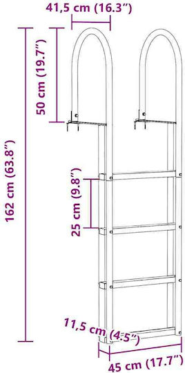 vidaXL 4 Steps Boat Ladder