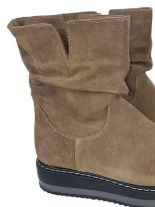 Wildleder Stiefeletten Damen Beige