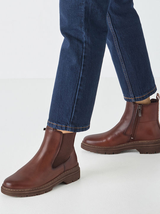 Leder Stiefeletten Damen Braun